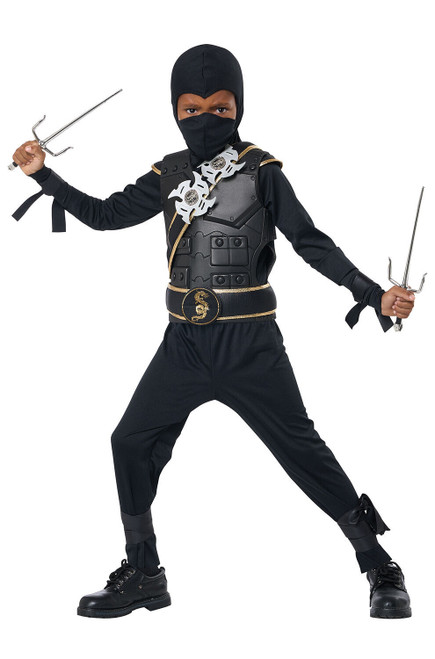 Elite Ninja Warrior Black Martial Arts Fancy Dress Up Halloween Child Costume