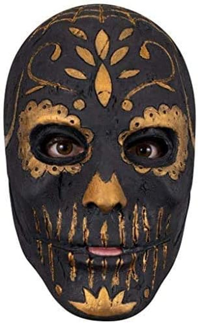 Golden Carving Catrina Mask Skull Dead Fancy Dress Halloween Costume Accessory