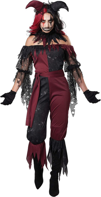 Psycho Jester Scary Clown Circus Carnival Fancy Dress Up Halloween Adult Costume