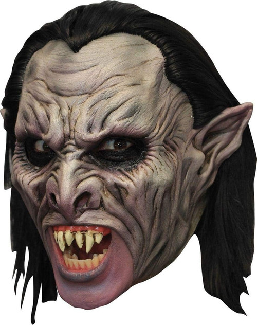 Vamp Deluxe Latex Mask w/Hair Fancy Dress Up Halloween Adult Costume Accessory