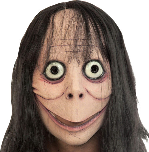 Momo Latex Mask w/Hair Creepypasta Fancy Dress Up Halloween Costume Accessory