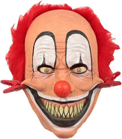 Tweezer Clown Latex Mask w/Hair Fancy Dress Up Halloween Adult Costume Accessory