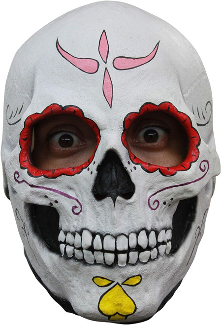 Catrina Skull Latex Mask Fancy Dress Up Halloween Adult Costume Accessory