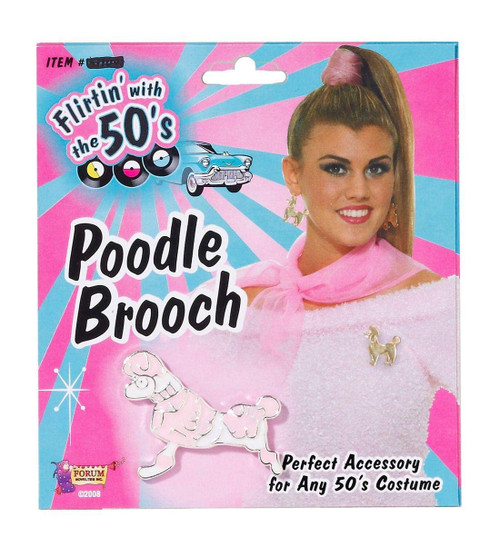 Poodle Brooch 50's Sock Hop Retro Fancy Dress Up Halloween Costume Accessory