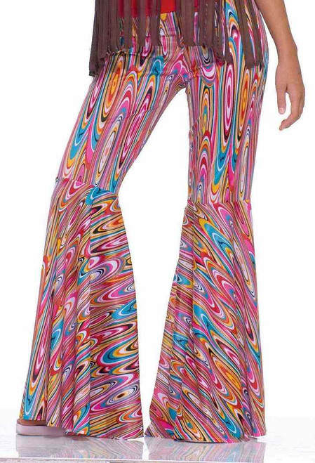 Wild Swirl Bell Bottom Pants 60's Hippie Fancy Dress Halloween Costume Accessory