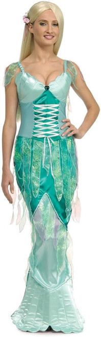 Mermaid Ariel Green Disney Fancy Dress Up Halloween Deluxe Adult Costume w/Wig