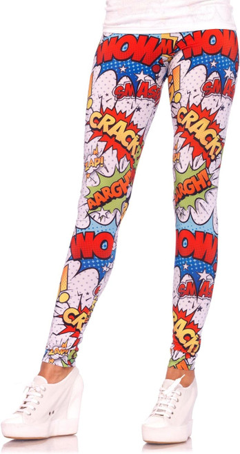 Comic Print Leggings Retro Fancy Dress Up Halloween Sexy Adult Costume Accessory