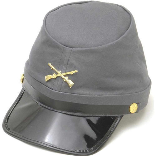 Kepi Hat Grey Civil War Military Fancy Dress Halloween Adult Costume Accessory