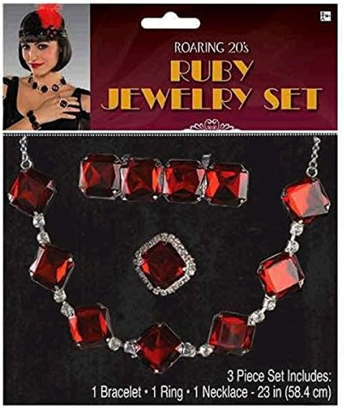 Roaring 20's Ruby Jewelry Set Fancy Dress Up Halloween Adult Costume Accessory