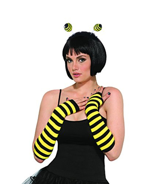 Bee-Wear Fingerless Gloves Bumble Bee Fancy Dress Halloween Costume Accessory