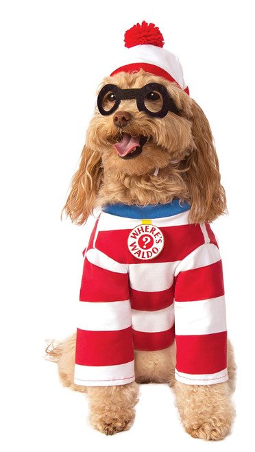 Woof Where's Waldo Striped Wally Book Fancy Dress Halloween Dog Cat Pet Costume