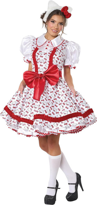 Hello Kitty Classic Party Dress White Fancy Dress Up Halloween Adult Costume