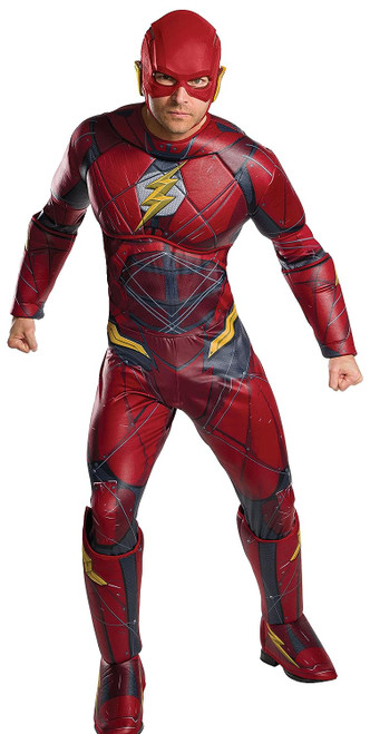 Flash Justice League Superhero Fancy Dress Up Halloween Deluxe Adult Costume