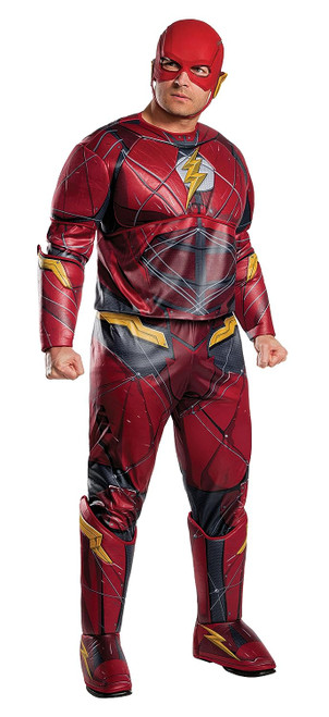 Flash Justice League Superhero Fancy Dress Up Halloween Plus Size Adult Costume