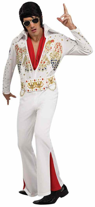 Elvis Presley White Aloha Eagle Jumpsuit Fancy Dress Up Halloween Adult Costume