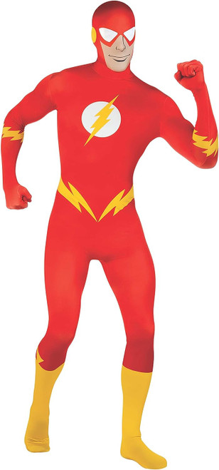 The Flash 2nd Skin Bodysuit Superhero Red Fancy Dress Up Halloween Adult Costume