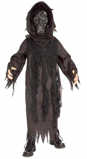 Midnight Ghost Black Ghoul Hooded Robe Fancy Dress Up Halloween Child Costume