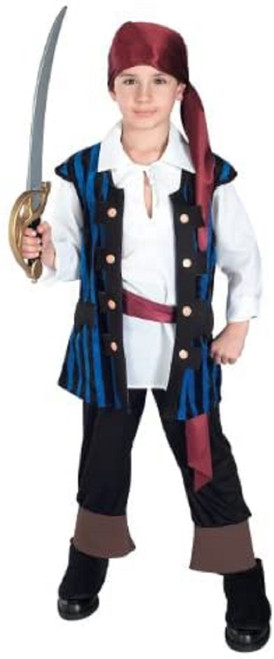 Pirate King Caribbean Captain Boy Fancy Dress Up Halloween Child Costume