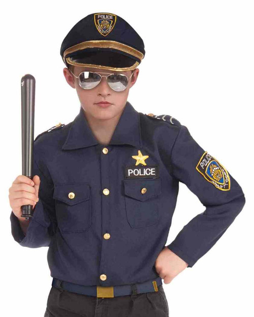 Instant Police Kit Cop Officer Shirt Hat Fancy Dress Up Halloween Child Costume