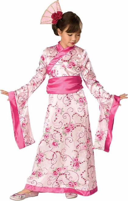 Asian Princess Pink Geisha Girl Kimono Fancy Dress Up Halloween Child Costume