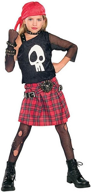 Punky Skull Diva Pirate Pop Star Punk Rock Fancy Dress Halloween Child Costume