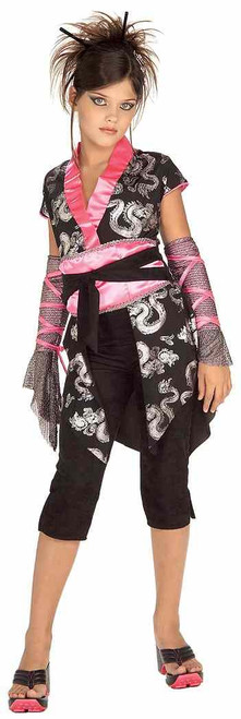 Pink Ninja Geisha Girl Japanese Kimono Fancy Dress Up Halloween Child Costume