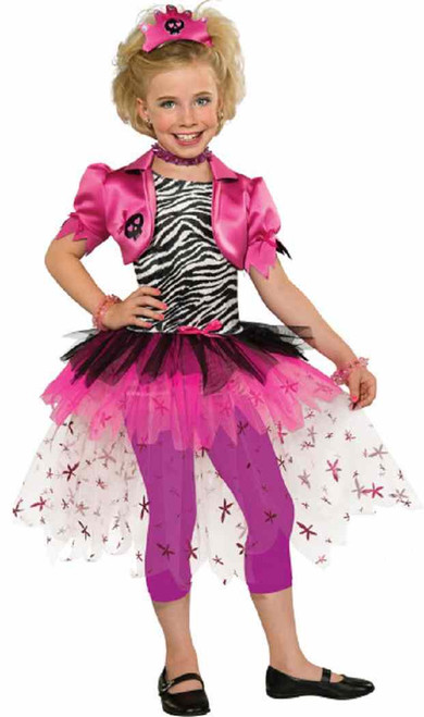 Pink Punk Princess 80's Zebra Pop Rock Star Fancy Dress Halloween Child Costume