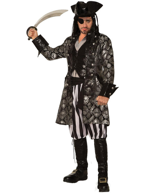 Captain Sterling Skull Pirate Caribbean Fancy Dress Up Halloween Adult Costume