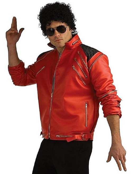 Michael Jackson Beat It Zipper Jacket Red Fancy Dress Up Halloween Adult Costume