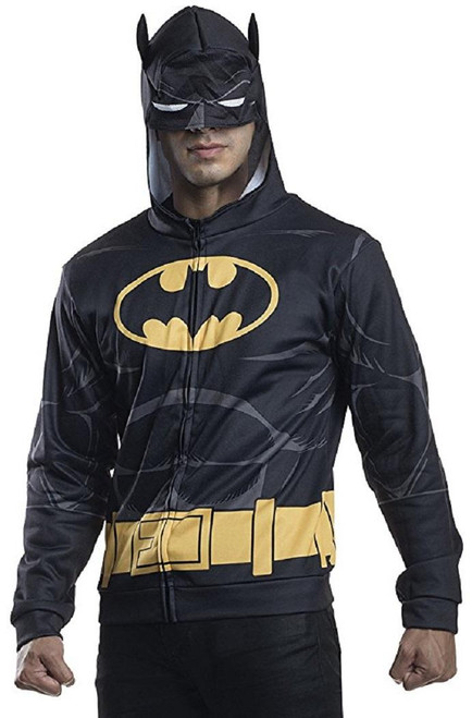 Batman Hoodie DC Comics Superhero Fancy Dress Up Halloween Adult Costume