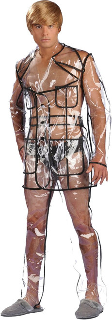 Bruno Movie Ali G Das Clear Vinyl Suit Fancy Dress Up Halloween Adult Costume