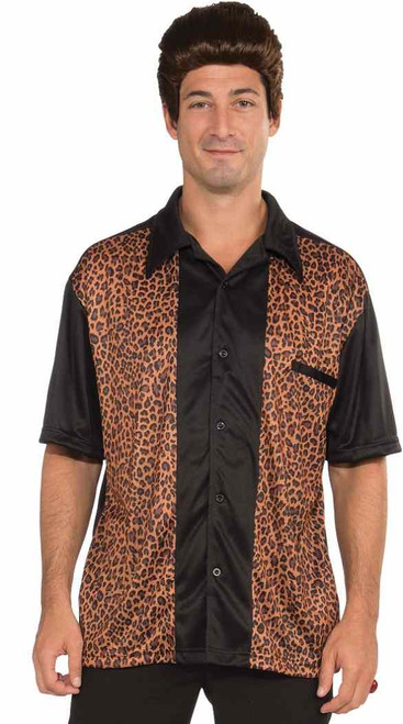 Bowling Shirt Retro Rock 50's Leopard Fancy Dress Up Halloween Costume Accessory