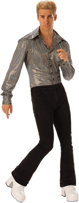 Boogie Man Shirt 70's Retro Disco Dancer Fancy Dress Up Halloween Adult Costume