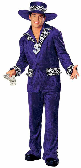 Big Poppa Purple Zebra Mac Daddy Pimp Ho Fancy Dress Up Halloween Adult Costume