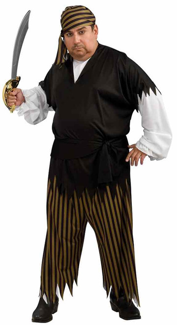 Buccaneer Caribbean Pirate Captain Fancy Dress Halloween Plus Size Adult Costume
