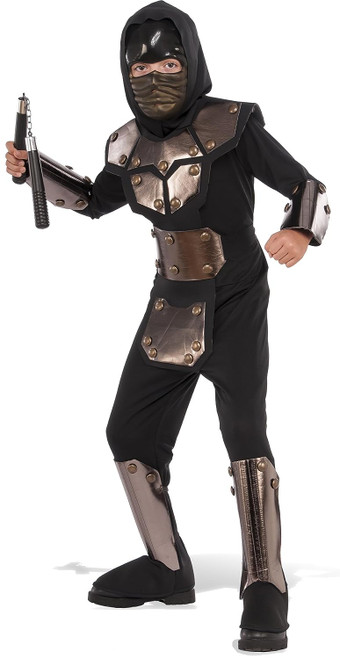 Iron Phantom Ninja Warrior Black Fighter Fancy Dress Up Halloween Child Costume