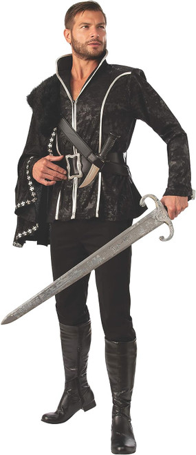 Dark Prince Black Medieval Warrior Gothic Fancy Dress Up Halloween Adult Costume