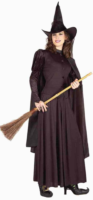 Classic Witch Wicked Black Gothic Scary Fancy Dress Up Halloween Adult Costume