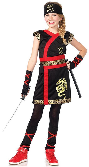 Ninja Warrior Girl Geisha Asian Dragon Fancy Dress Up Halloween Child Costume