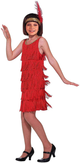 Flapper Red Roaring 20's Speakeasy Girl Fancy Dress Up Halloween Child Costume