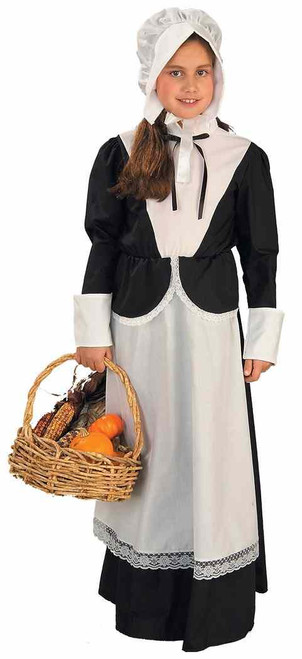 Pilgrim Girl Thanksgiving Plymouth Colonial Fancy Dress Halloween Child Costume