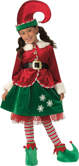 Elf Girl Santa's Helper Christmas Holiday Fancy Dress Up Halloween Child Costume