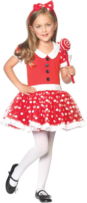 Lil' Lollipop Girl Red Polka Dot Cute Fancy Dress Up Halloween Child Costume