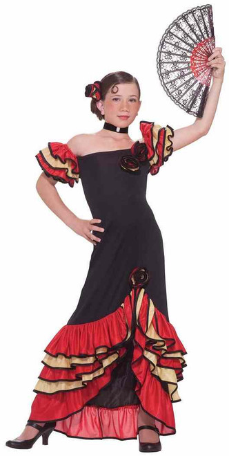 Flamenco Girl Spanish Dancer Salsa Senorita Fancy Dress Halloween Child Costume