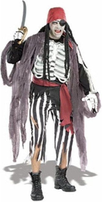 Ghostship Pirate Captain Zombie Skeleton Fancy Dress Up Halloween Adult Costume