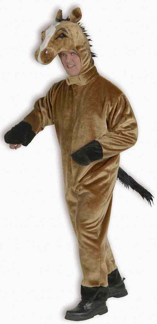 Deluxe Plush Brown Horse Mascot Animal Fancy Dress Up Halloween Adult Costume