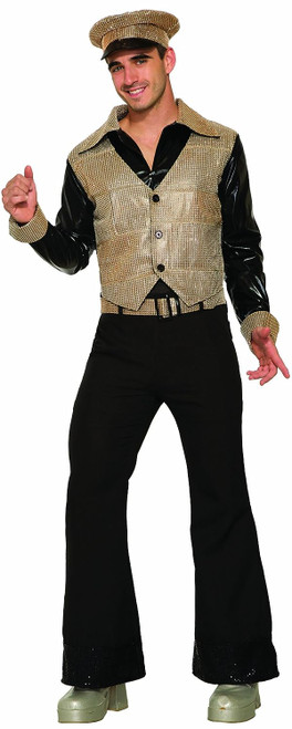 Disco King Gold 70's Fever Retro Dancer Fancy Dress Up Halloween Adult Costume