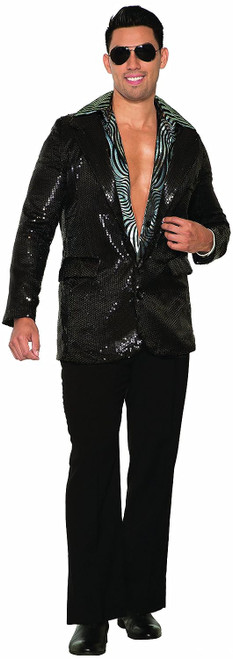 Sequin Blazer 70's Disco Fever Fancy Dress Up Halloween Adult Costume 3 COLORS