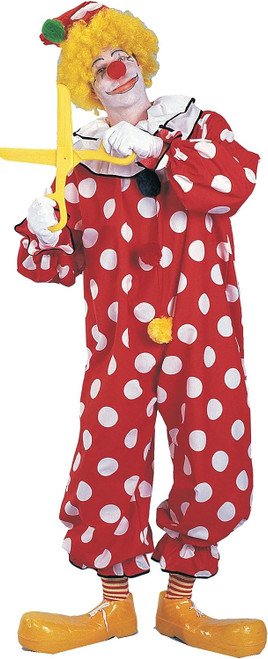 Dots the Clown Red Polka Dot Circus Party Fancy Dress Up Halloween Adult Costume