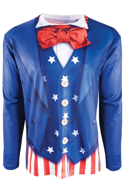 Instantly Patriotic Printed Shirt Uncle Sam USA Fancy Dress Halloween Costume